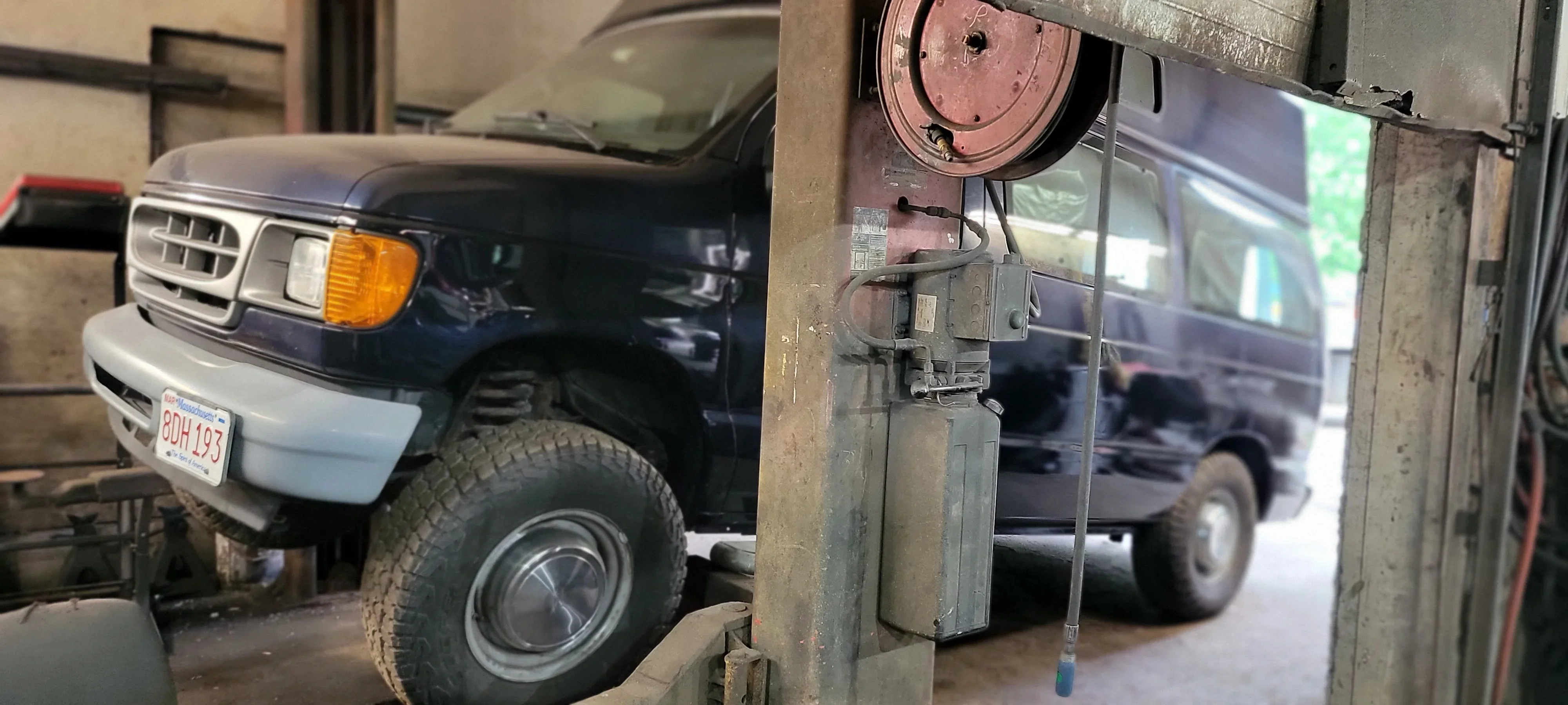 Van Repair on Lift