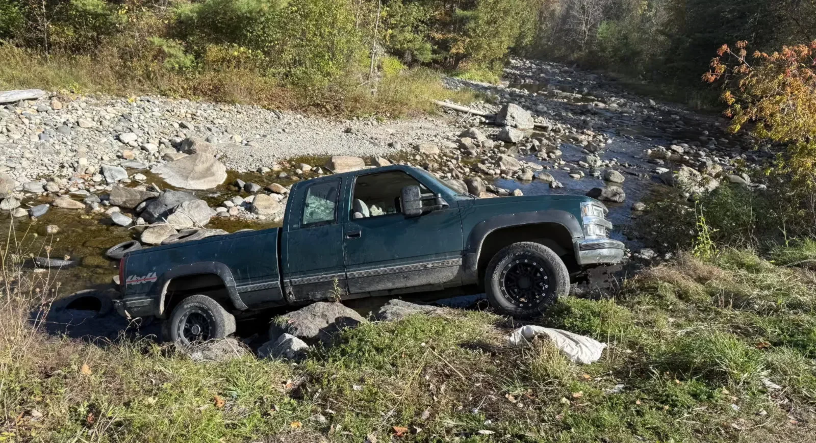 Truck Stuck in Stream Recovery
