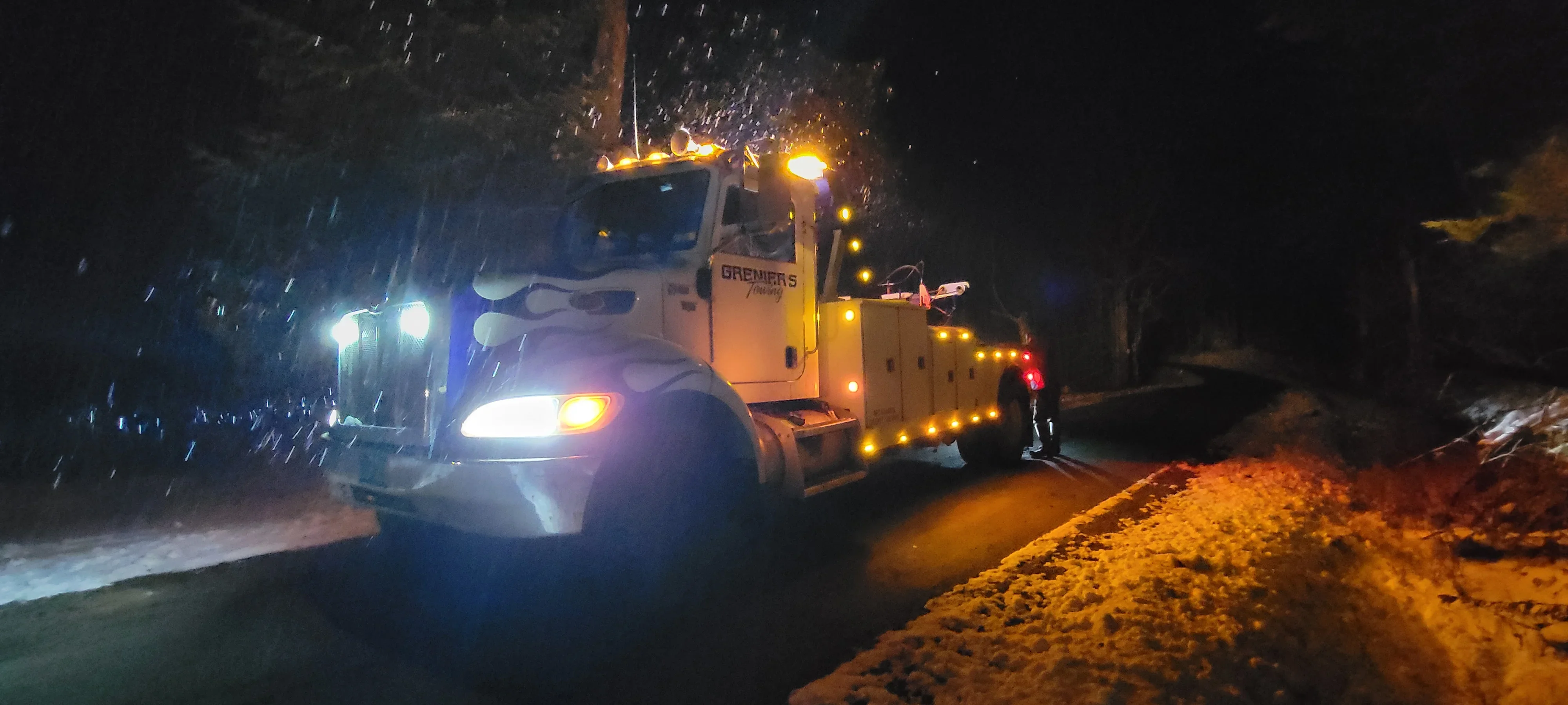 Night Snow Wrecker Recovery