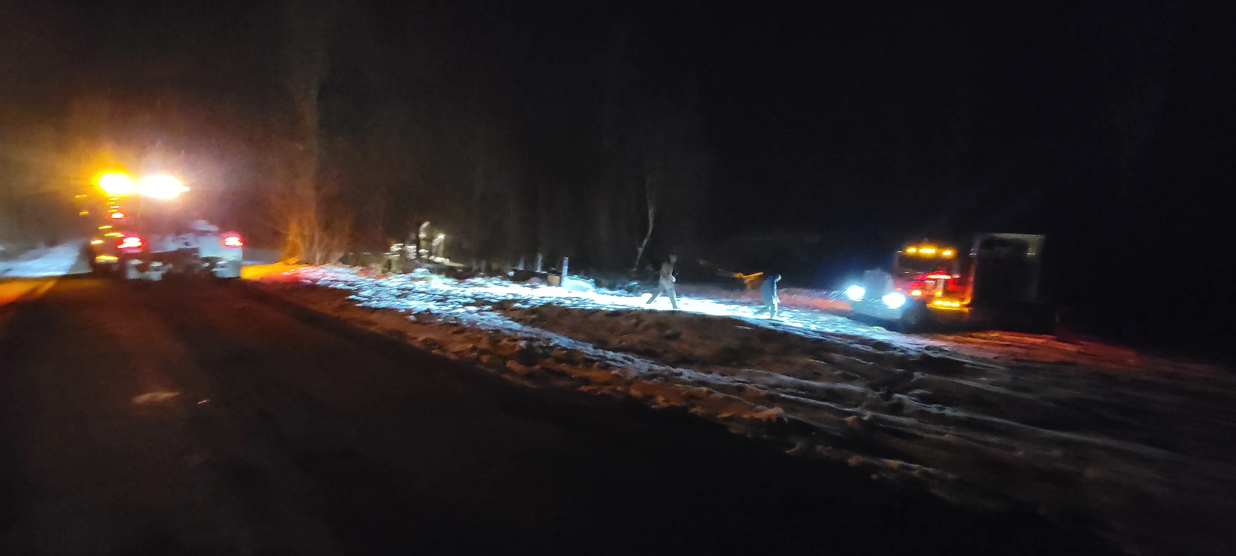 Nighttime Snow Tow Recovery